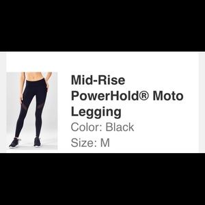 Fabletics MidRise PowerHold Moto Leggings NEW